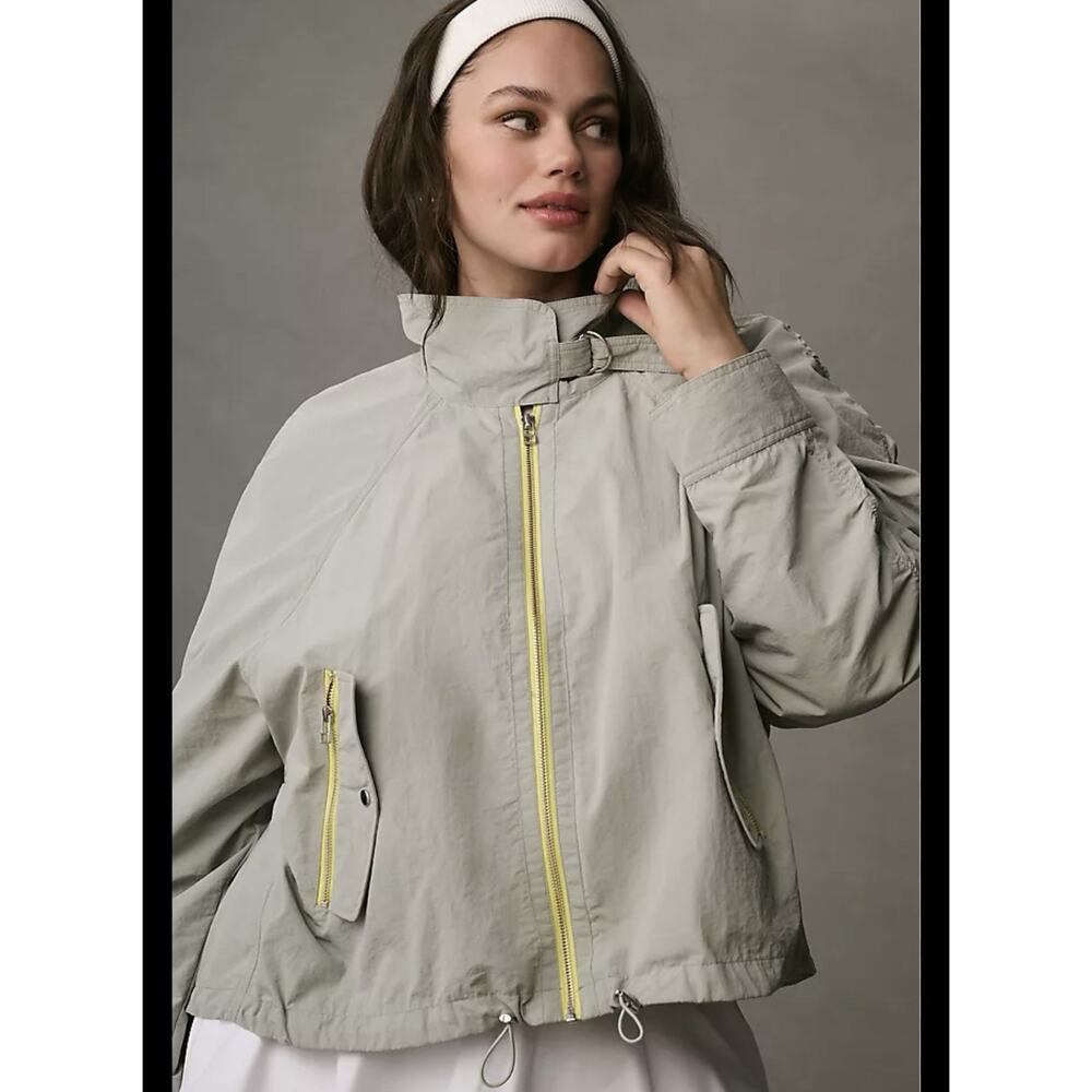 Daily Practice By Anthropology Trim Wind Breaker Jacket 3x NWT grey athletic